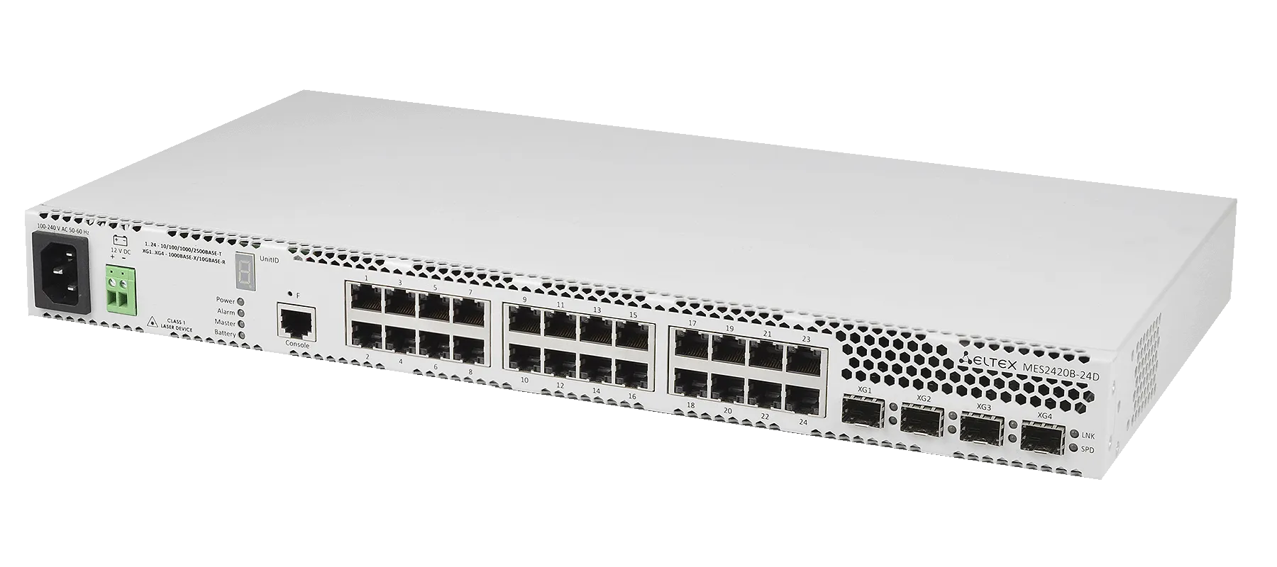 Ethernet-коммутатор MES2420B-24D, 24x2.5G RJ45 + 4x1G/10G SFP+, L3, 220V AC/12V DC